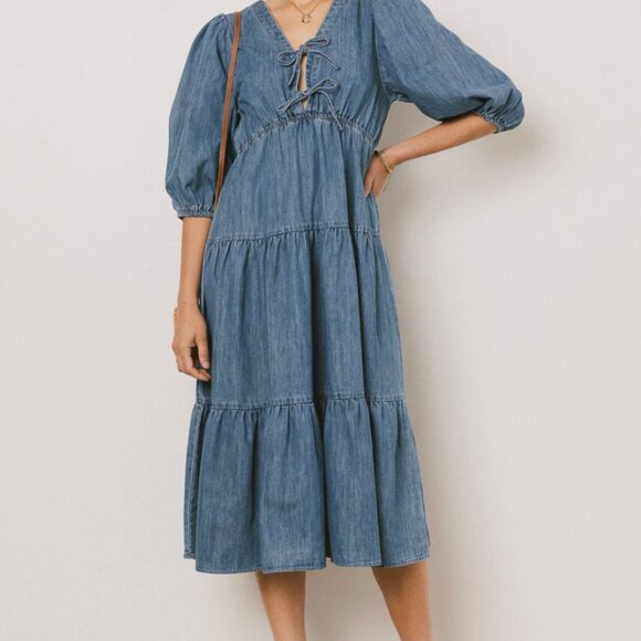 Bohme Nadia Midi Dress in Light Wash - Picture 6 of 6